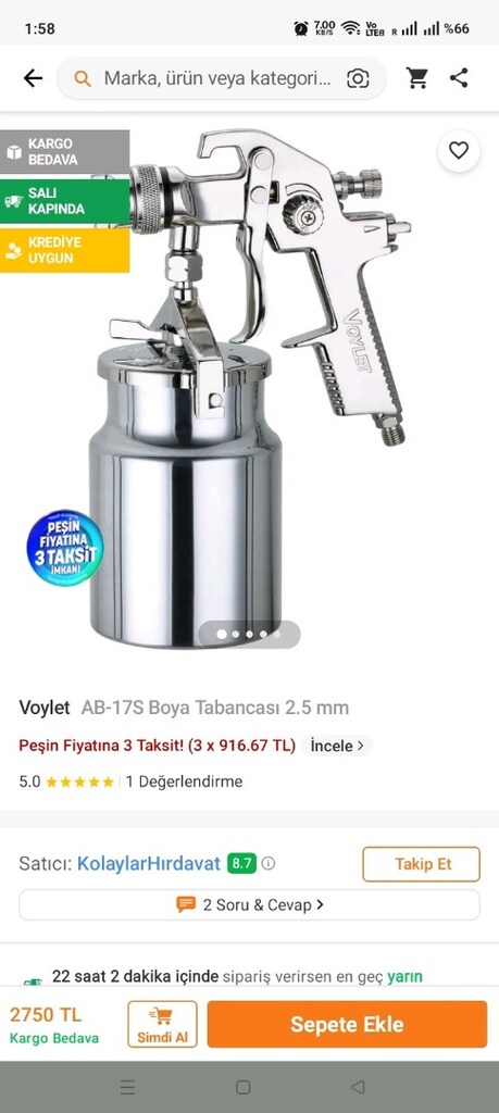 Voylet AB-17S - 1.7mm Profesyonel Boya Tabancası - Sıfır Ayarında - 3