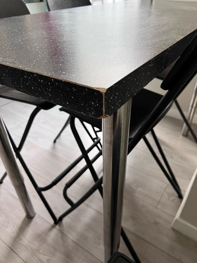 Ikea 4 adet FRANKLIN siyah 74 cm bar sandalyesi ve masa - 14