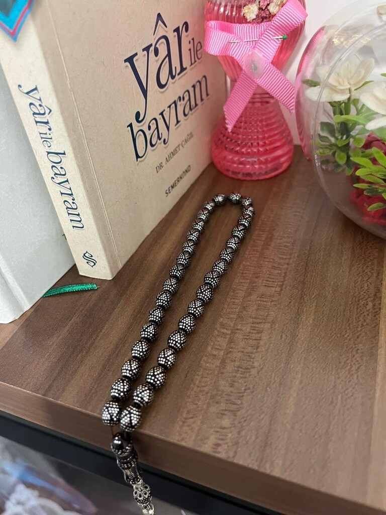 gümüş işlemeli kuka tesbih - 5