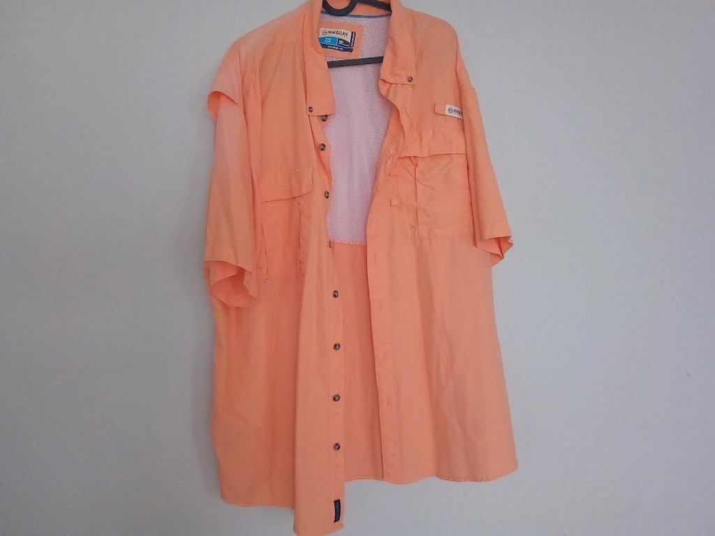 Magellan marka, somon renkli, kısa kollu, rahat kalıp gömlek. - 2