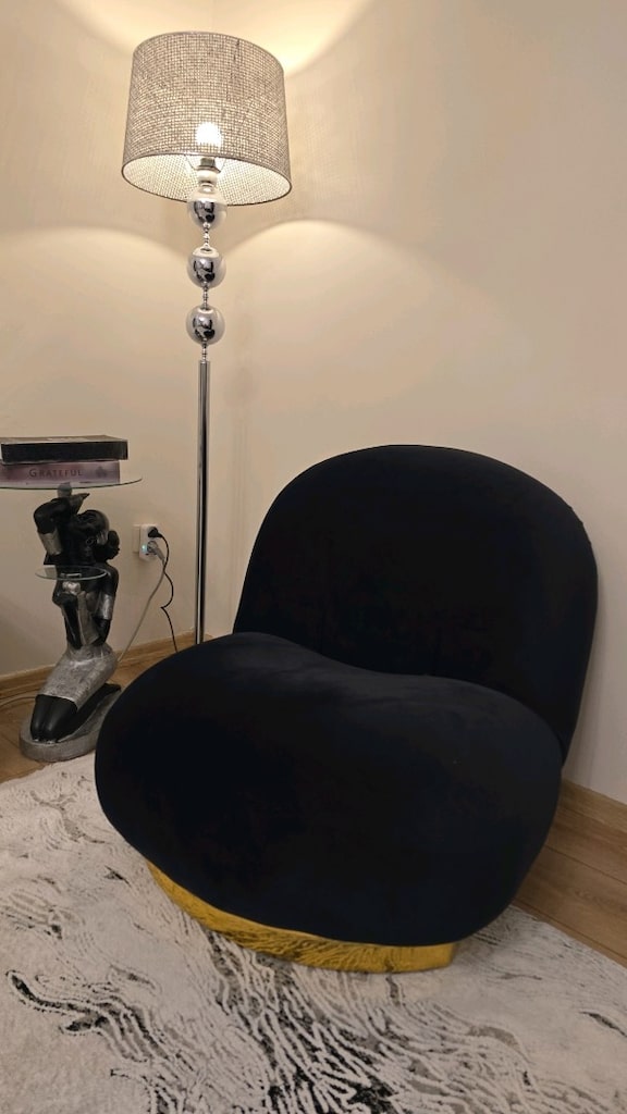 Siyah şık salon koltuğu ve berjer - 4