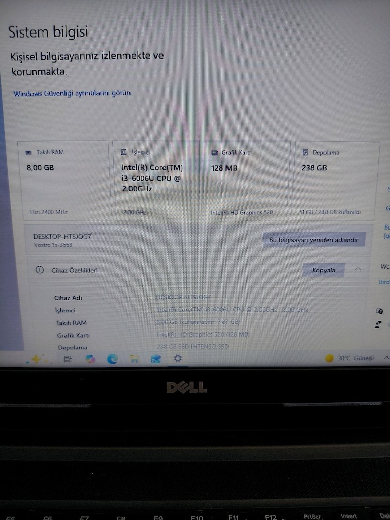 TERTEMİZ DELL VOSTRO 15.6 İNÇ 6.NESİL SSDLİ LAPTOP! - 8