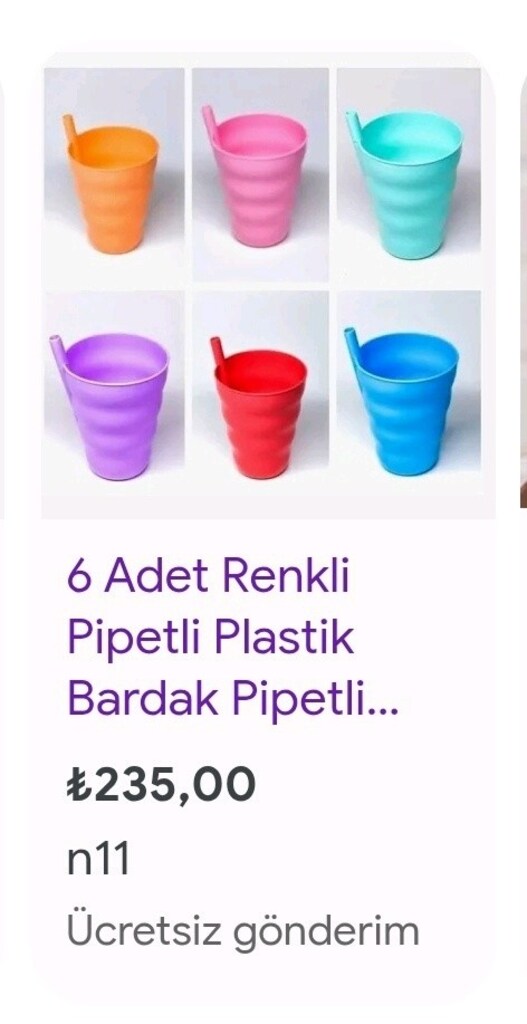 6 lı Pipetli Plastik Bardak - 3