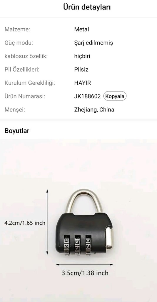 Şifreli Asma Kilit 3 Haneli Kombinasyon Anahtarsız Çinko Alaşım - 4