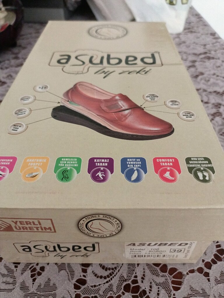 Bordo kadın 39 numara deri ortopedic ayakkabı - 4