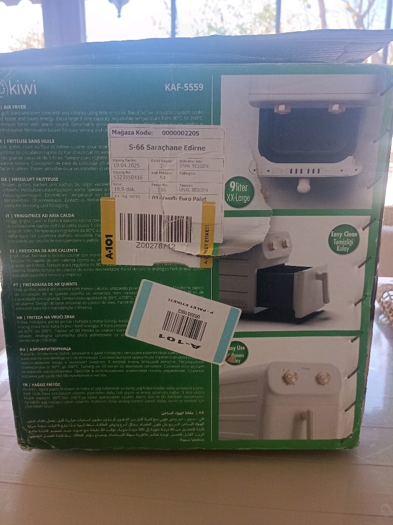 KİVİ 9 LİTRE KAF 5559 AİR FRYER KUTUSUNDA - 8