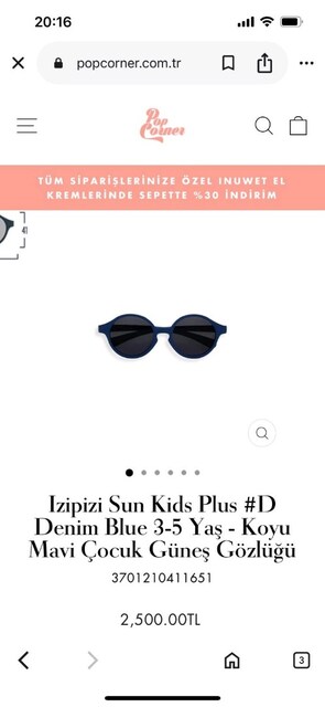 izipizi 3-5 yaş bebek-çocuk güneş gözlüğü lacivert