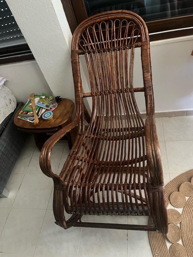 Doğal Bambu/Rattan Sallanan Berjer – Çok Temiz ve Sağlam - 2