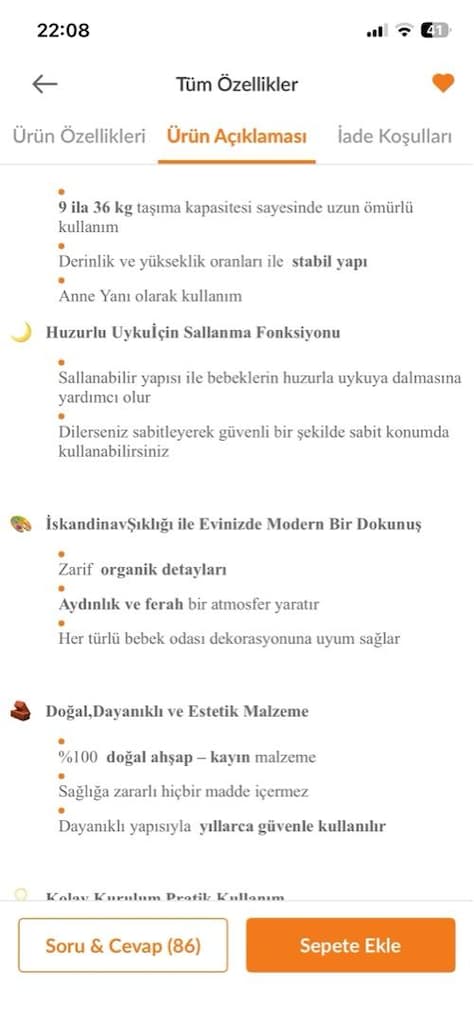Ahşap sallanır bebek beşiği - 6