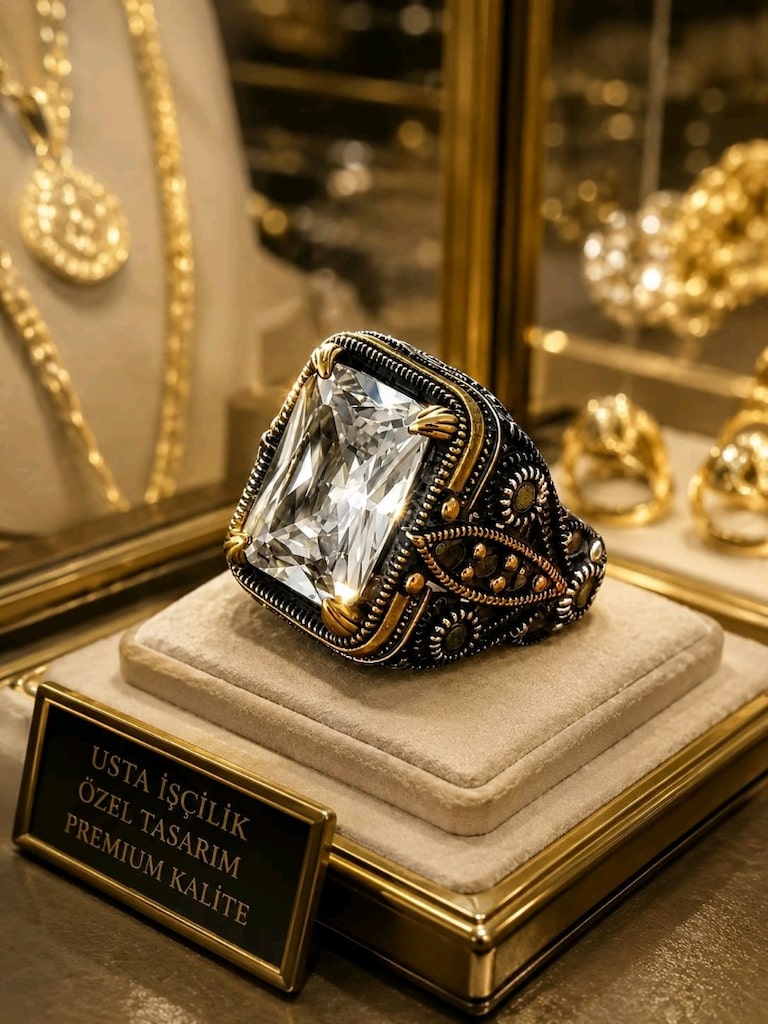Beyaz Zirkon 925 Ayar Gümüş Yüzük - 4