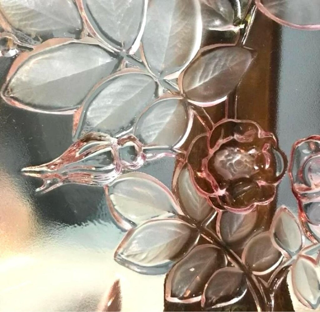 ALMAN MİKASA PEMBE KRİSTAL KABARTMA GÜL DESENLİ DEKOR & SUNUM TABAĞI - 9