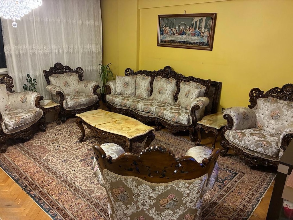 antika ceviz salon takımı+2 kristal avize - 11