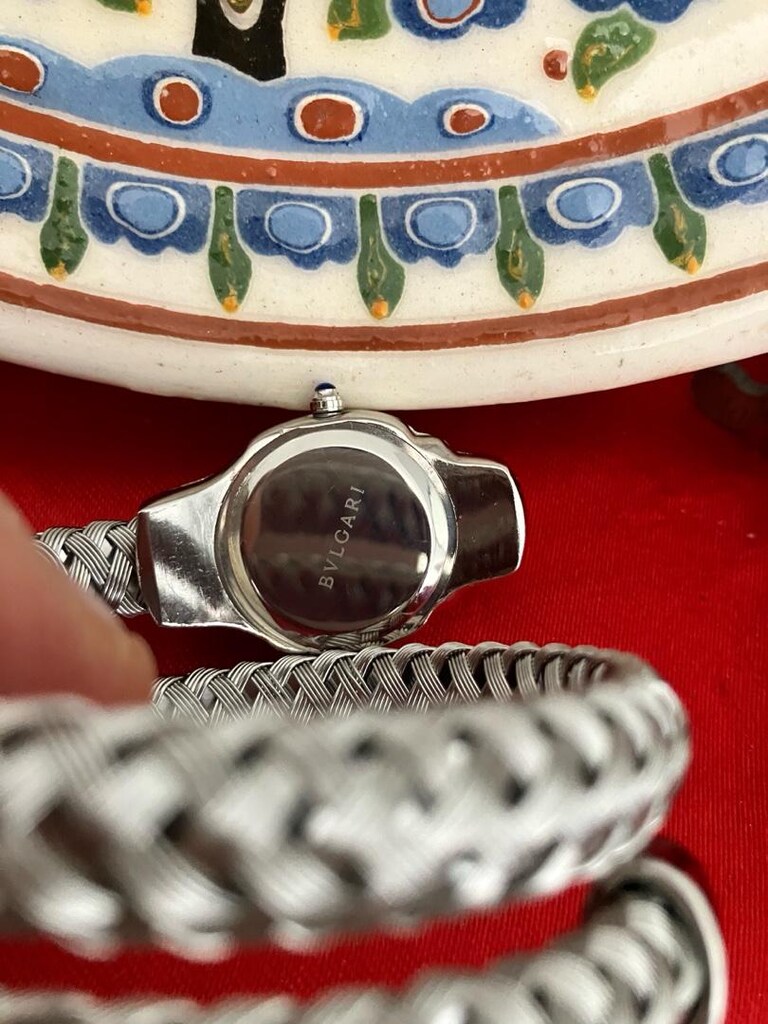 Bvlgari Taşlı beyaz kadran Gümüş tonlu örme Bilezik Saat - 10