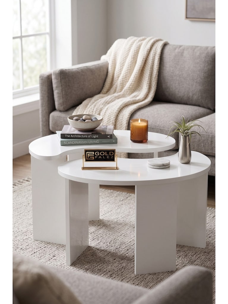 ORTA SEHPA, 2' Lİ SEHPA SETİ, MODERN DEKORATİF SALON SEHPA SETİ - 6