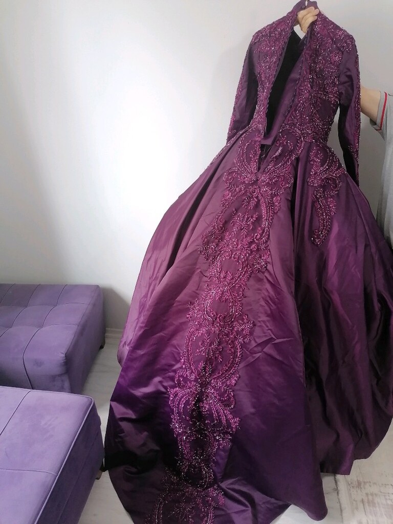 Nişanlık mor 38 beden prenses model - 7