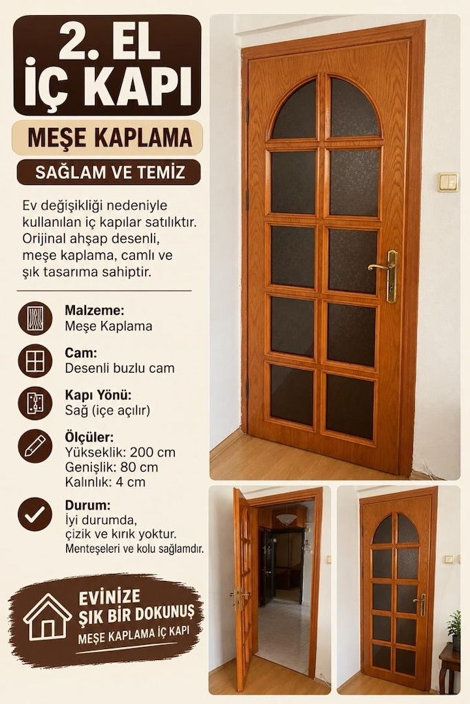 2. EL MEŞE KAPLAMA CAMLI İÇ KAPI - 2