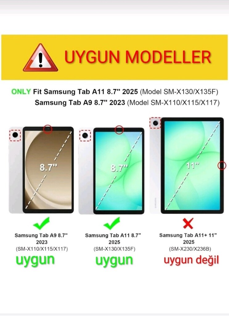 Samsung Galaxy tab A11 ve A9 tablet kılıfı+Ekran Koruyucu (sıfır) - 7