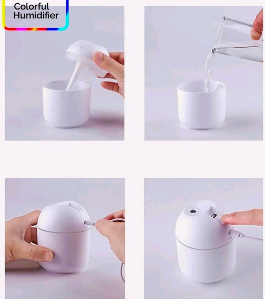 220 ml Hava Nemlendirici LED Işıklı Aroma Difizörü H2O. BEYAZ. - 8