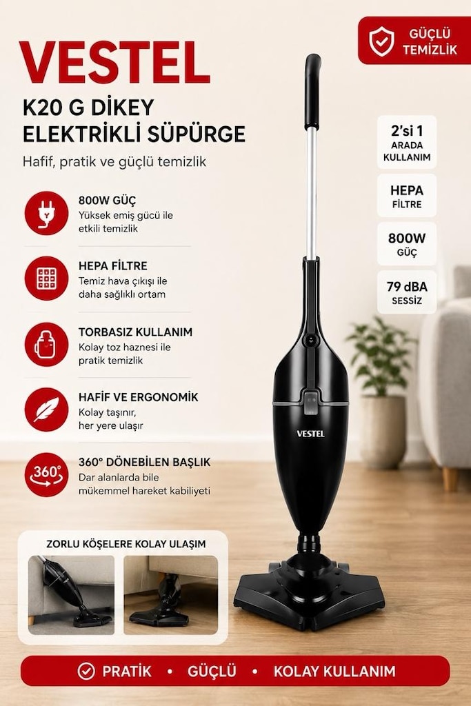 Vestell K20 G Dikey Elektrikli Süpürge