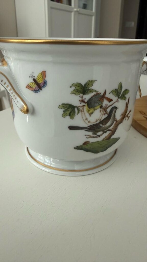 “Herend Rothschild Bird 7215/RO El Boyaması Porselen Cachepot - 6