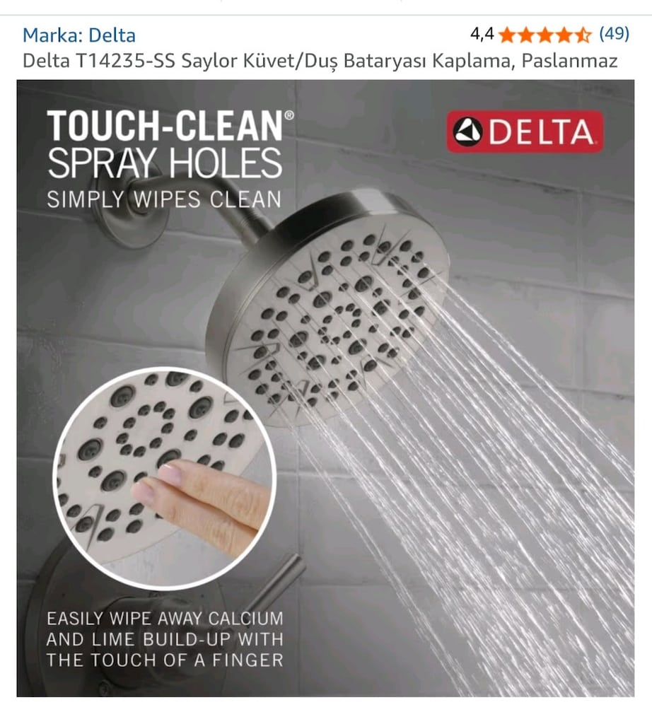 Delta T14235-SS Saylor Duş Bataryası ve Duş Başlığı Seti Paslanmaz - 3