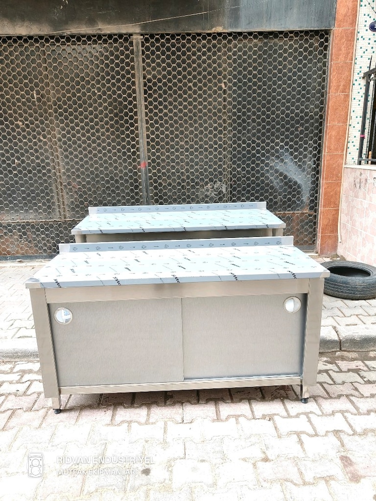 160 cm krom çalışma tezgahı krom tezgah endüstriyel hazır mutfak tezga - 16