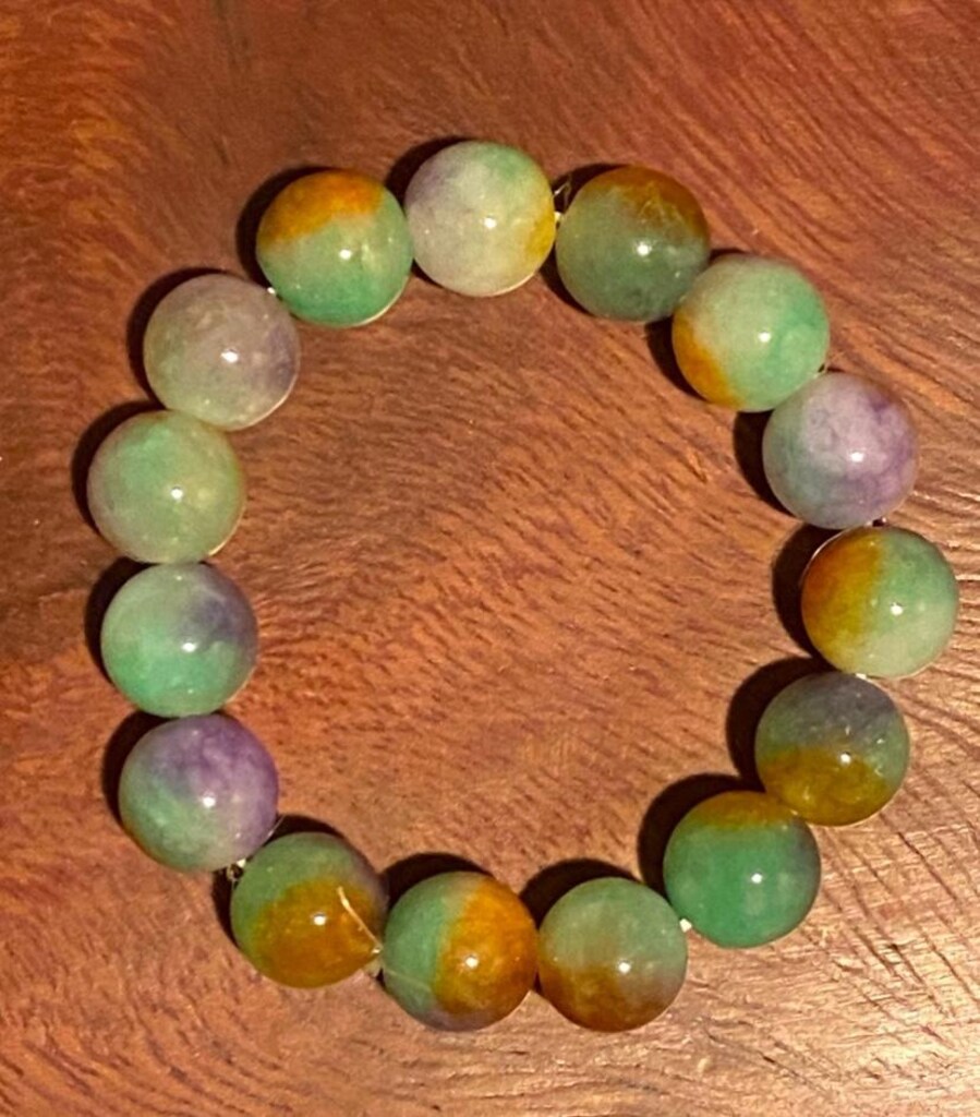 Yeşim Taşı ( Jade ) Multicolor Doğaltaş Bileklik - 12