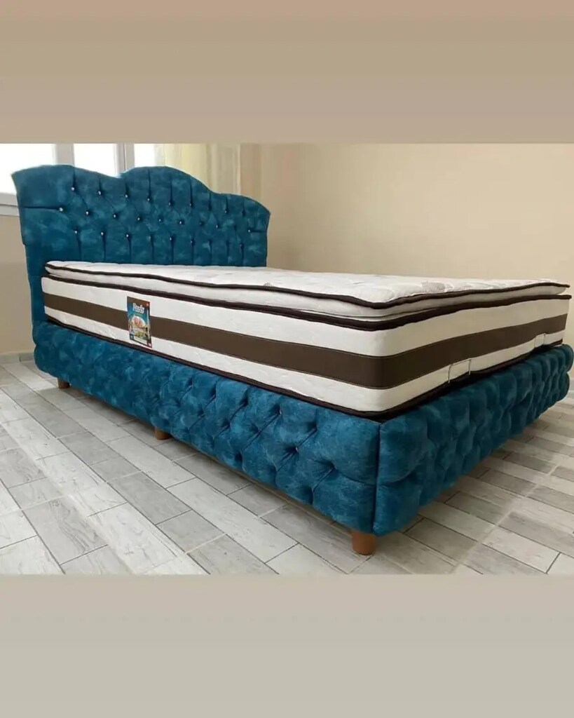 150x200 ultra lüks kapitoneli baza başlık yatak sıfır ürün ambaljinda - 3