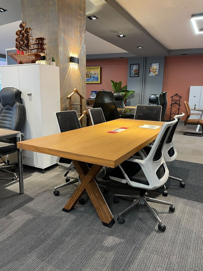 KLAS OFİS ÜSKÜDAR 220x90 KOLEKSİYON AYAKLI MASİF TOPLANTI MASASI - 4