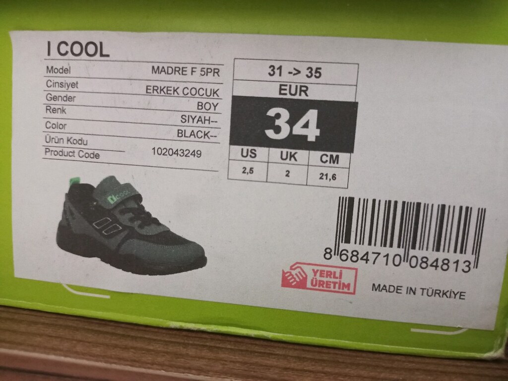 I Cool MARKA 34 NUMARA MADRE F 5PR Siyah Erkek Çocuk Spor Ayakkabı - 2