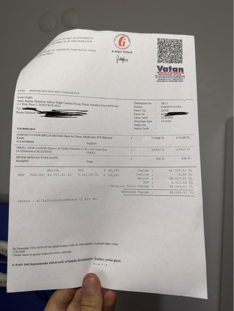 RTX 5060Ti 16 GB - Ryzen 5 7500F - 24 GB - 1 Sene Daha Garantili - 7