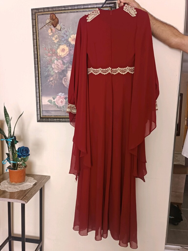 bordo şifon abiye - 6