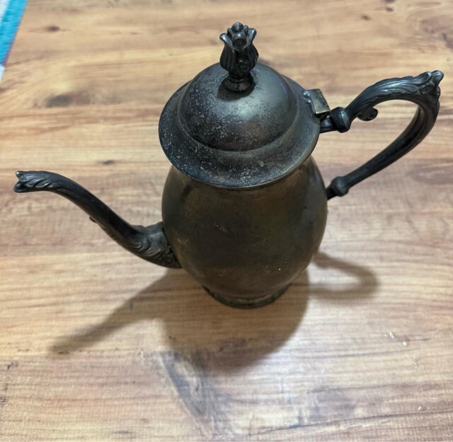 Antika İşlemeli Vintage Gümüş Kaplama İbrik Boy 25 cm