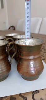5 ADET ESKİ ANTİKA BAKIR AYRAN BARDAĞI. - 4
