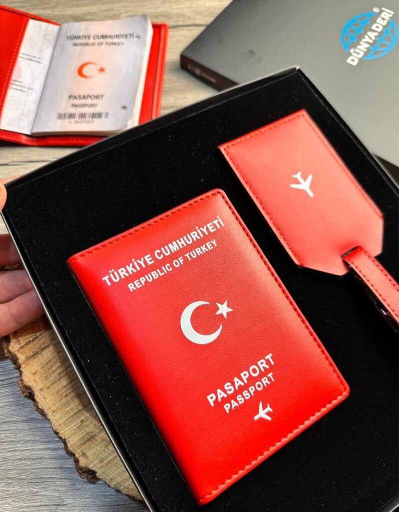 Pasaport Kılıfı, Pasaport Kabı Cüzdanı, Bagaj Valiz Etiketi 2’li Set - 8
