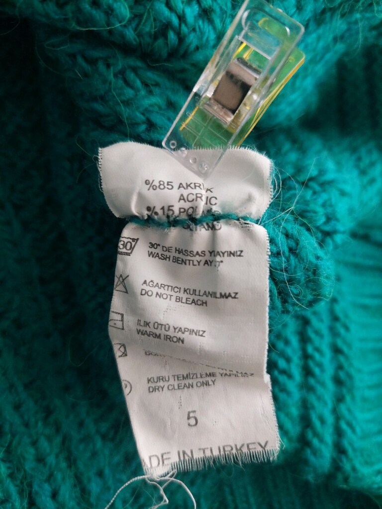 Vintage Stil Oversize Kesim V Yaka Yeşil Örgü Hırka - 8