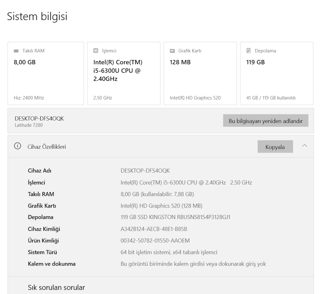Dell, i5-6300U, 120 GB SSD, 8 GB Ram, 12.5 inç, Işıklı klavye - 4