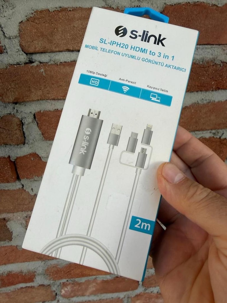 SLİNK SL-İPH20 HDMİ to 3 in 1 2mt Mobil Telefon Uyumlu Görüntü Aktarıc - 3