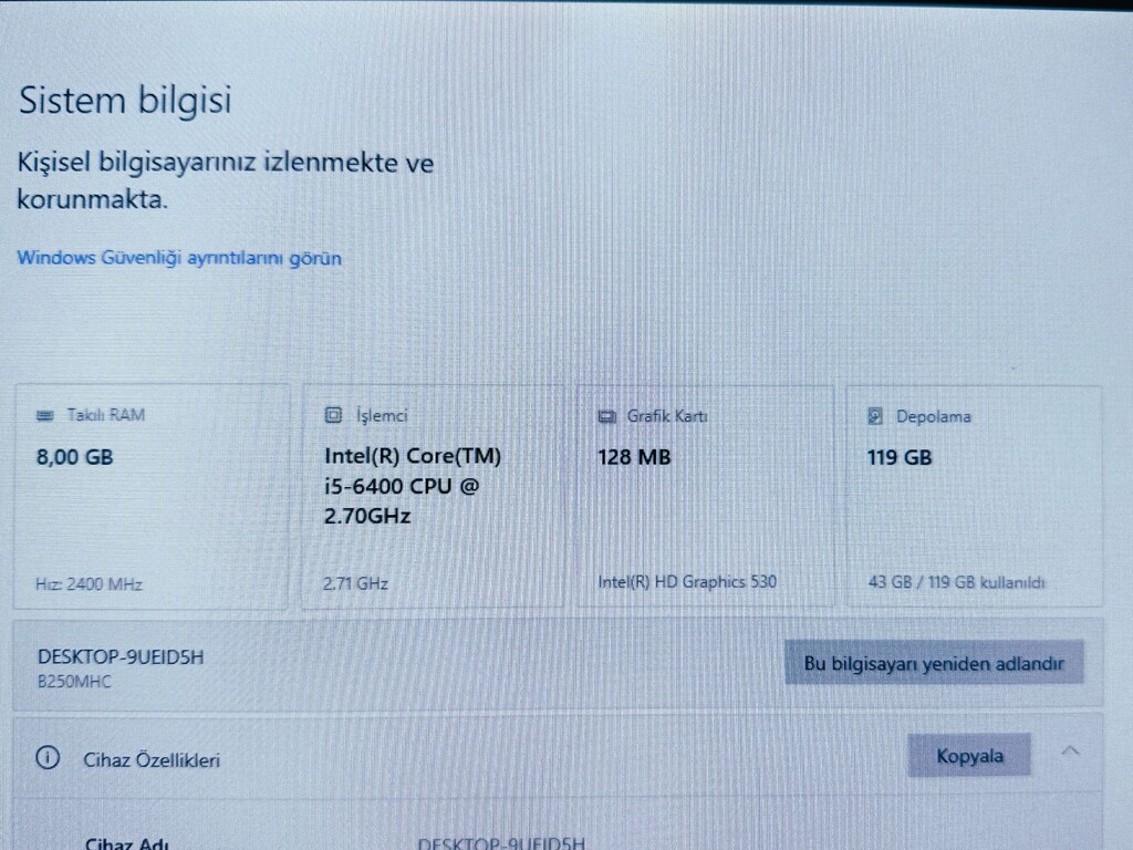 Full Set Fırsat! i5 6.Nesil + SSD + 22" Monitör | Hazır Sistem - 5