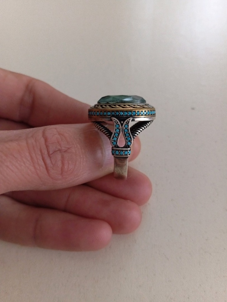 Paraiba taşlı 925 ayar gümüş yüzük - 2