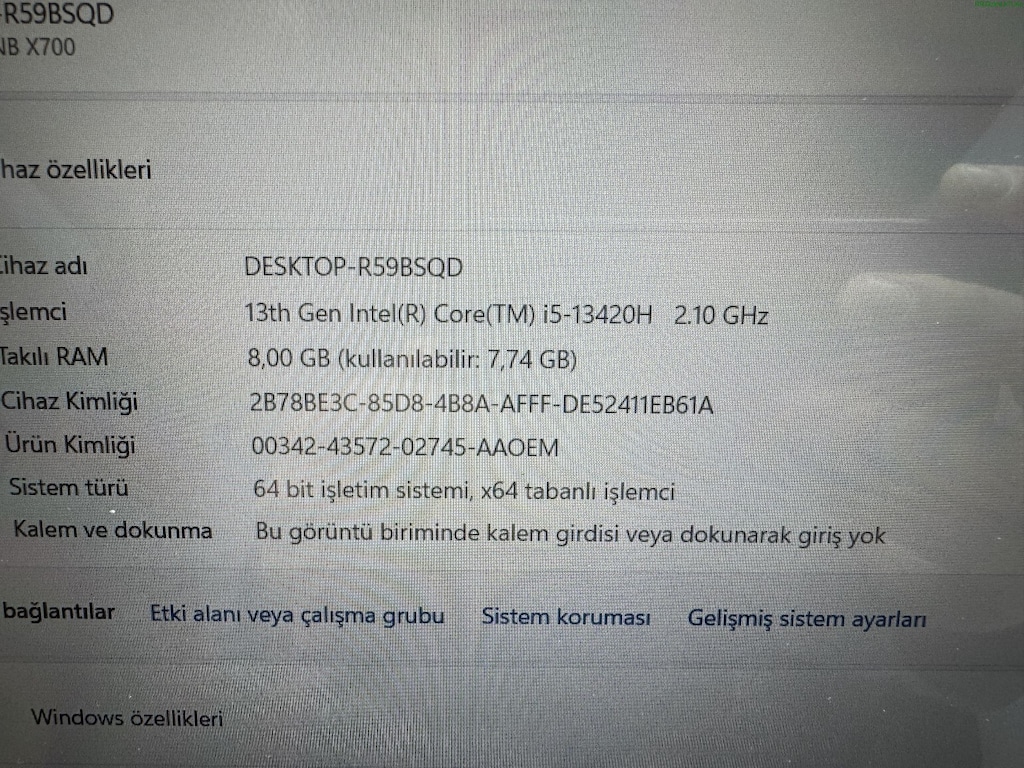 CASPER İ5 13. NESİL 8 GB RAM 512 M2SSD KUTU FATURALI - 5