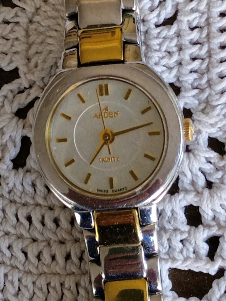 arden trinity swiss quartz 18 k altın kaplama ayar düğmesi kadın saat - 5
