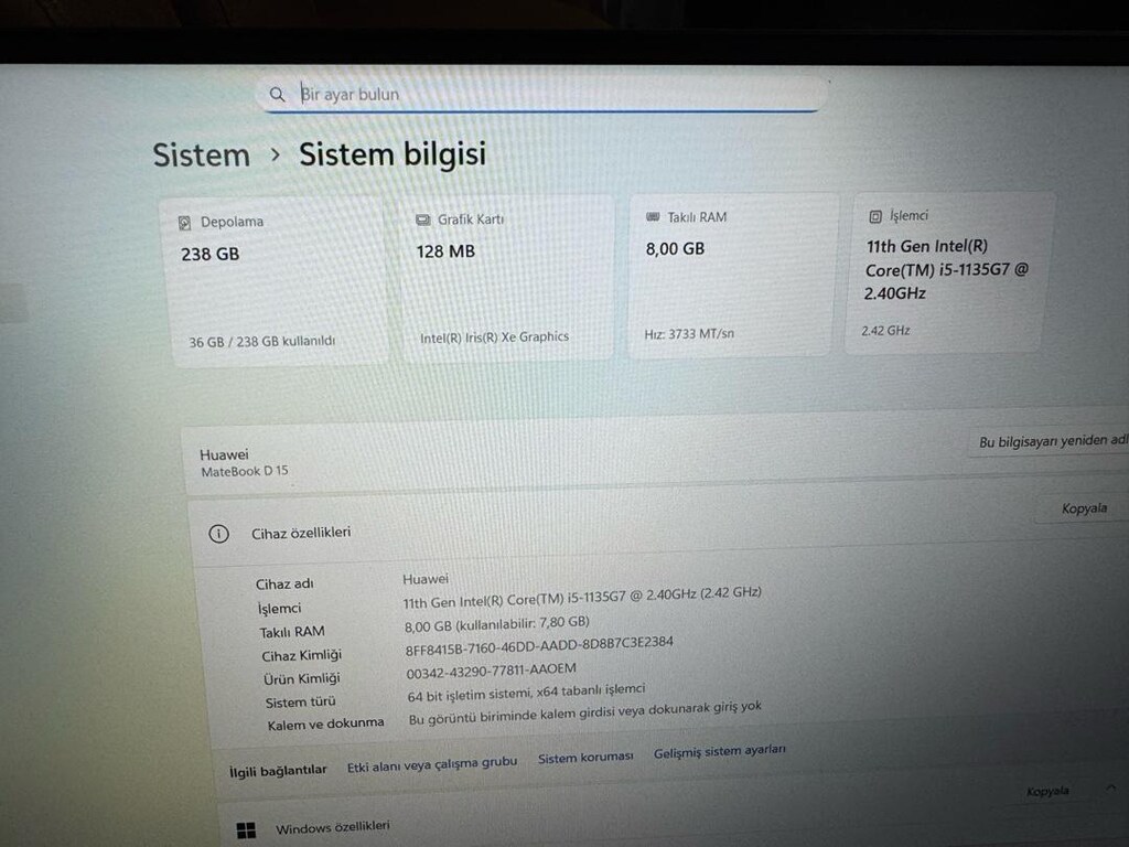 Huawei i5 11.Nesil 8/256 - 5