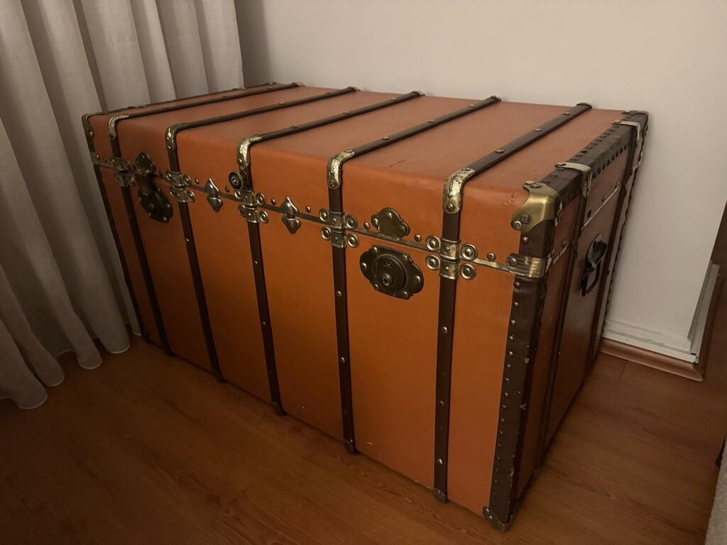 1930’lar Orijinal Deri Seyahat Sandığı (Steamer Trunk) – Koleksiyonluk - 2