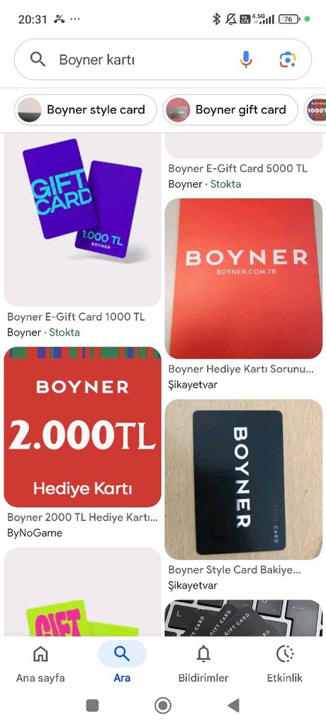 Boyner hediye çeki - 2