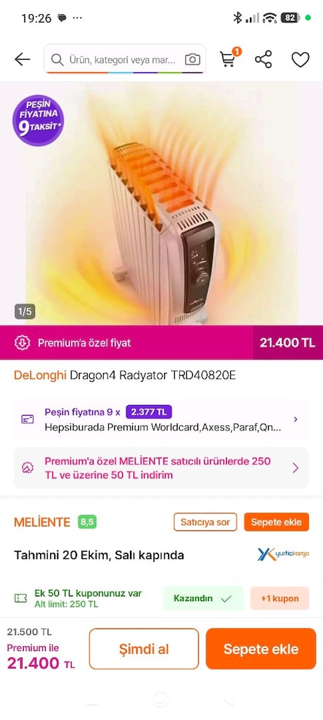 DELONGİ DRAGON 4 YAĞLI RADYATÖR ISITICI 8 DİLİM SIFIRDAN FARKSIZ - 8
