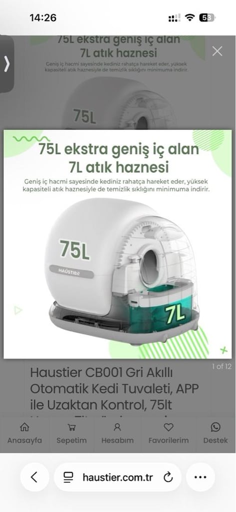 Haustier Otomatik Kedi Tuvaleti Beyaz