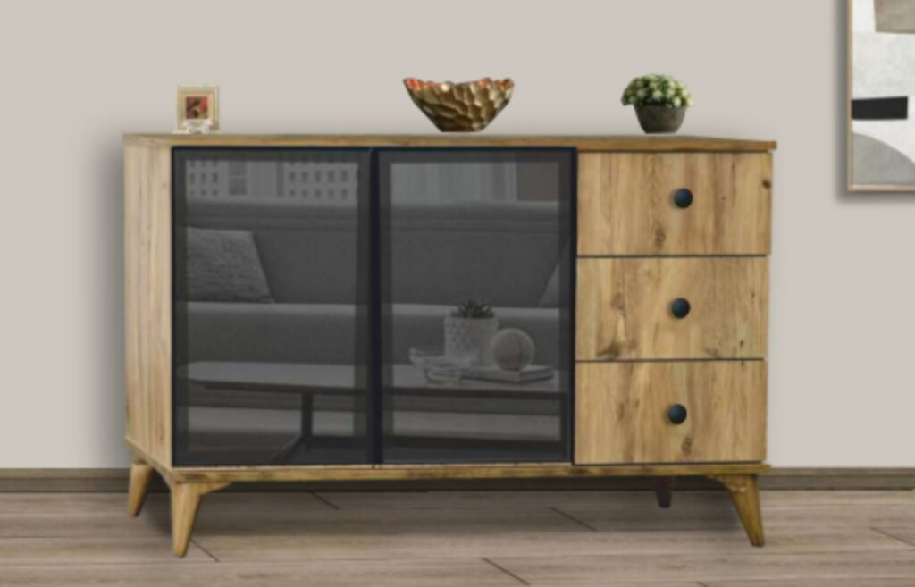 Maye Reflekte Mini Konsol Çam Camlı