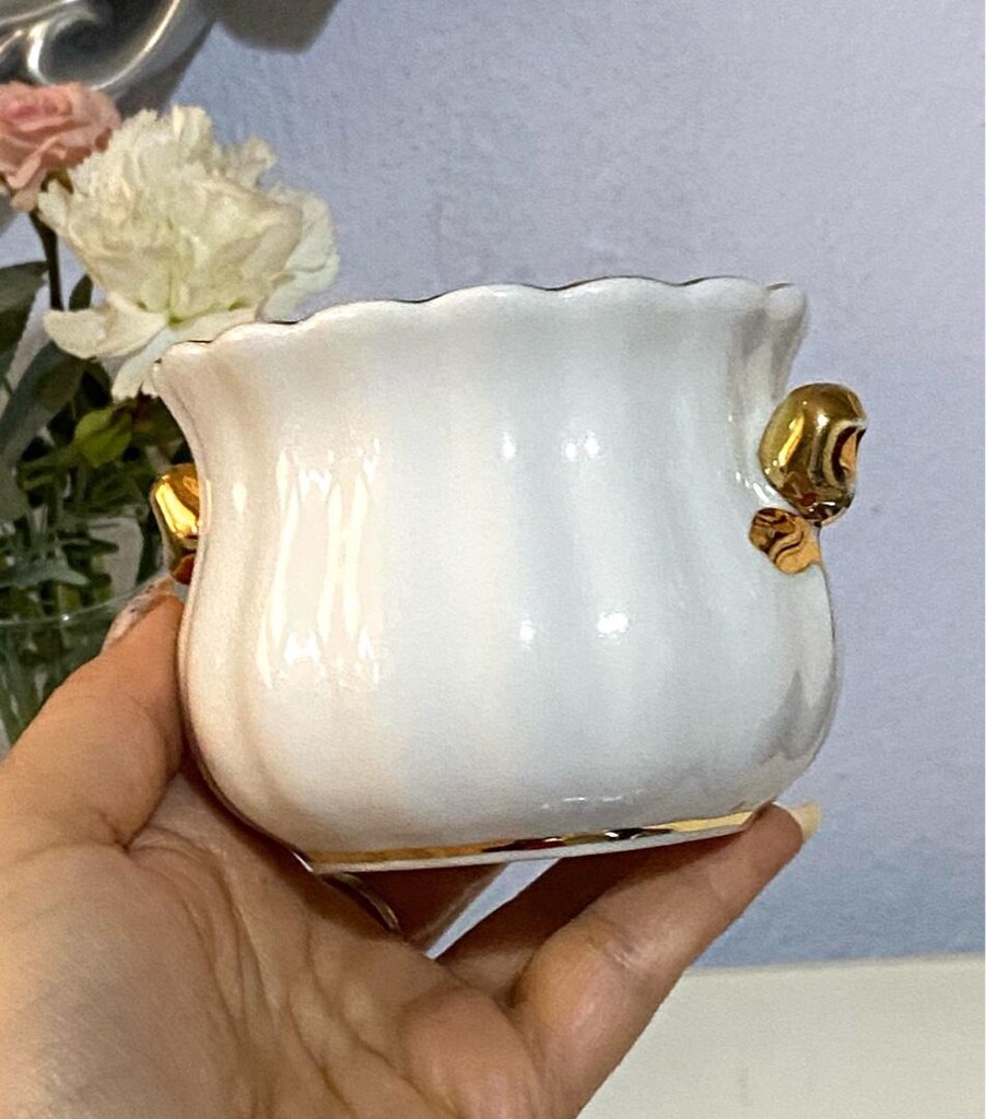 Antika İTALYAN “ Capodimonte “ Damgalı Altın Çiçekli Porselen Şekerlik - 7