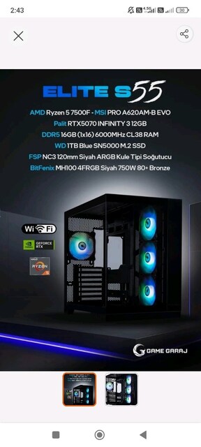 RTX5070'Li her şey dahil sistem